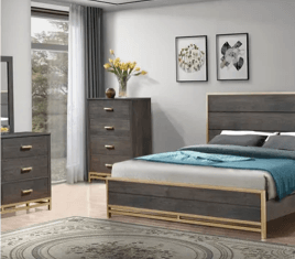Trevor Ebony / Gold Trim Bedroom Set
