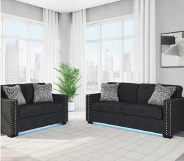 Coal Chrome Nail Head Sofa Love