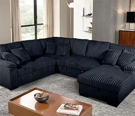 Corduroy Black U Sectional