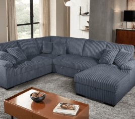 Corduroy Gray U Sectional