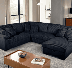 Corduroy Black U Sectional